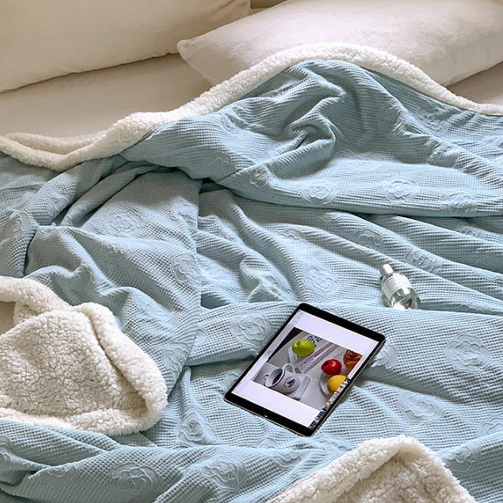 Solène Floral Embossed Sherpa Blanket — additional view