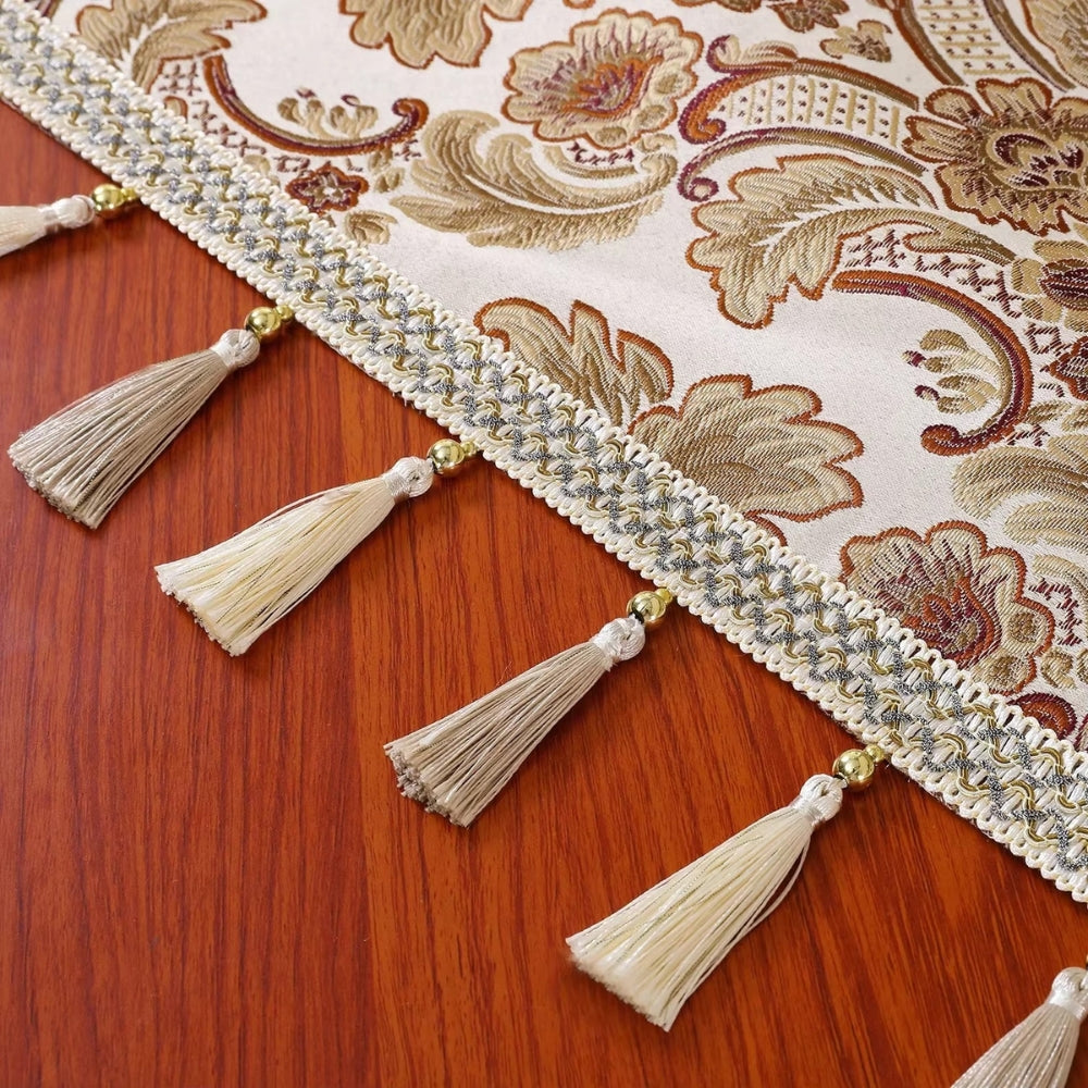Vintessa Vintage Embroidered Tassel Tablecloth — additional view