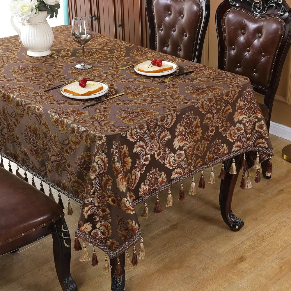 Vintessa Vintage Embroidered Tassel Tablecloth — product in use
