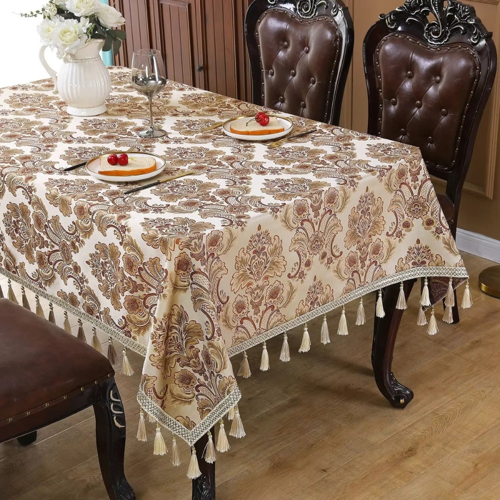 Vintessa Vintage Embroidered Tassel Tablecloth — lifestyle shot