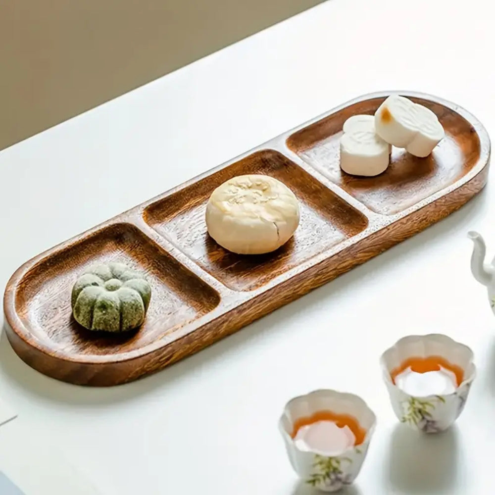 Vivid Wooden Compartment Serving Tray — product detail view