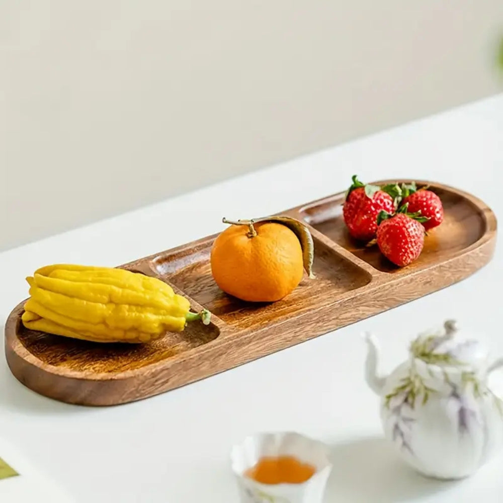 Vivid Wooden Compartment Serving Tray — main product photo