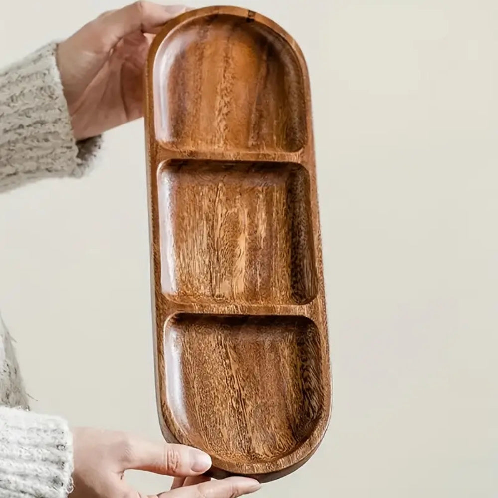 Vivid Wooden Compartment Serving Tray — product close-up