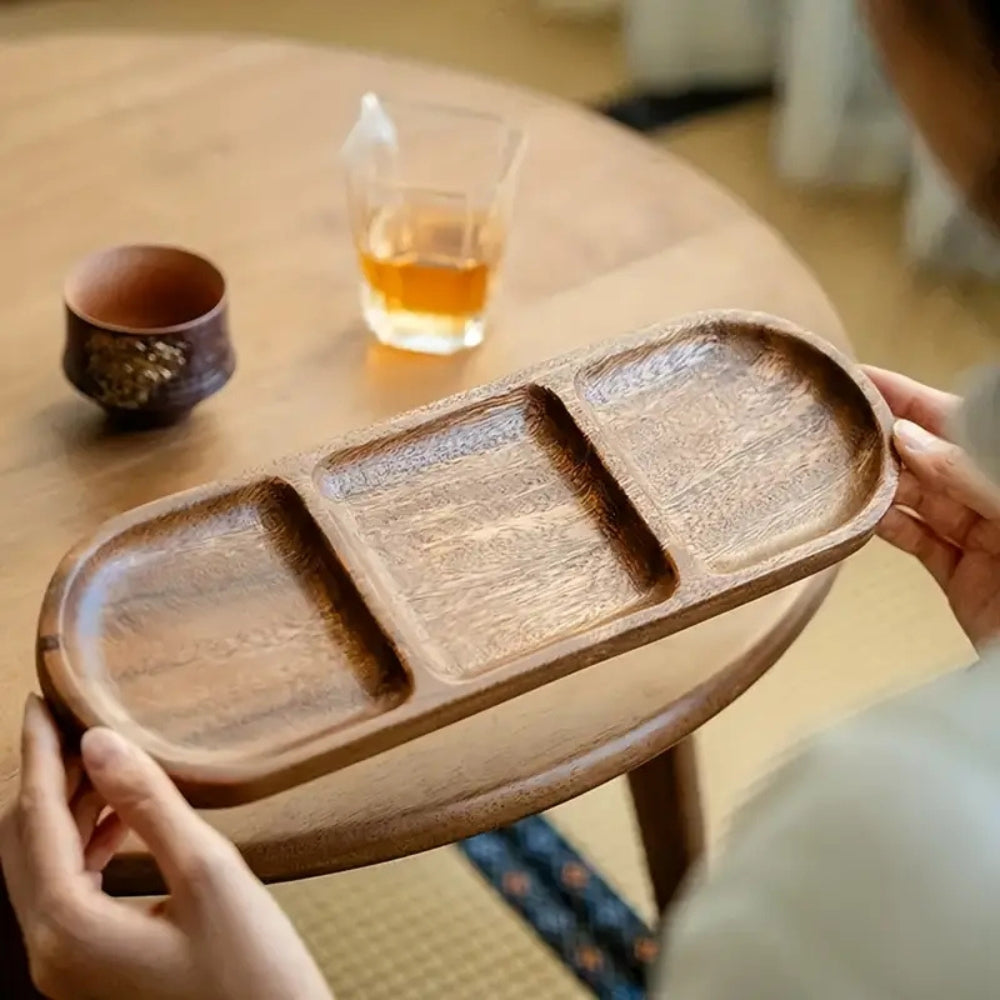 Vivid Wooden Compartment Serving Tray — lifestyle shot
