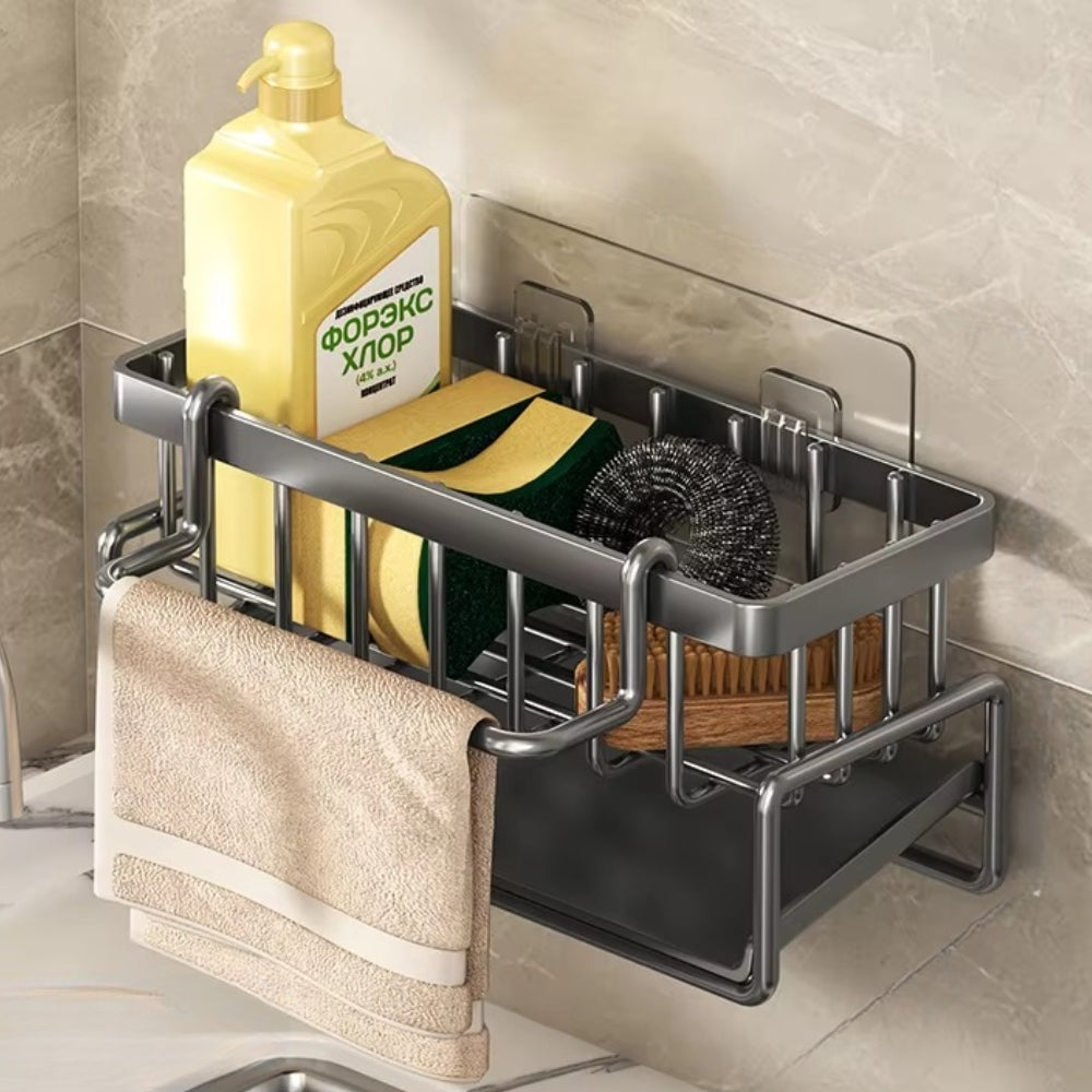 Wall Mounted Sponge Soap Dish Towel Rack — product in use