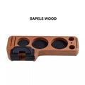 Walnut Espresso Tamper Station Coffee Bar Stand — material texture close-up
