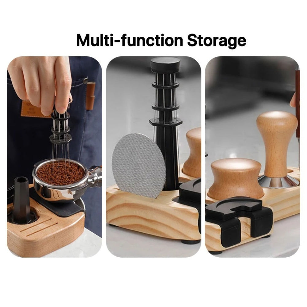 Walnut Espresso Tamper Station Coffee Bar Stand — additional view