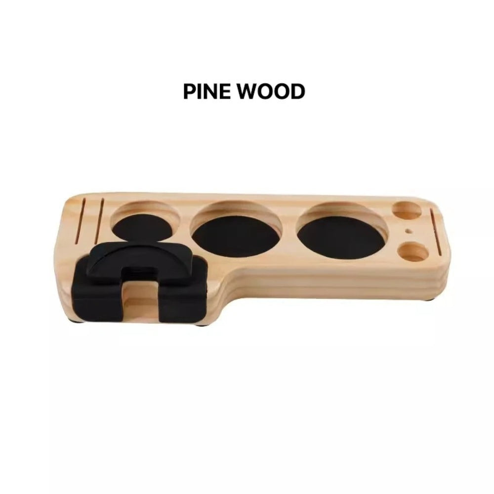 Walnut Espresso Tamper Station Coffee Bar Stand — product feature detail