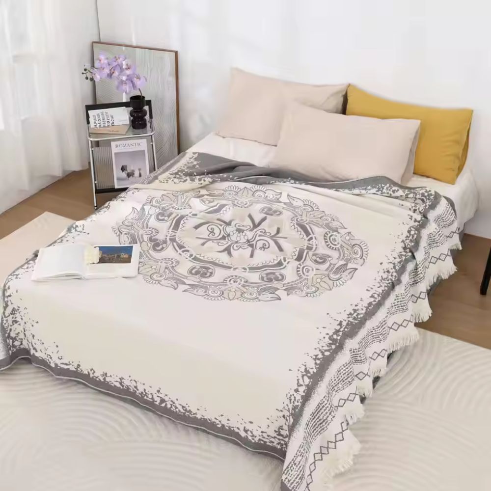 Wander Cotton Boho Mandala Blanket — material texture close-up
