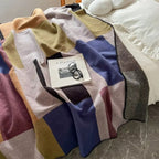 Warm Knit Colourblock Plaid Blanket — product detail view
