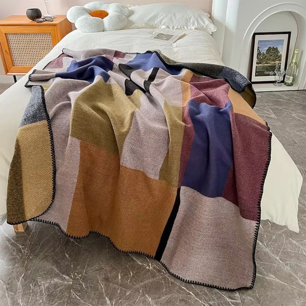 Warm Knit Colourblock Plaid Blanket — main product photo