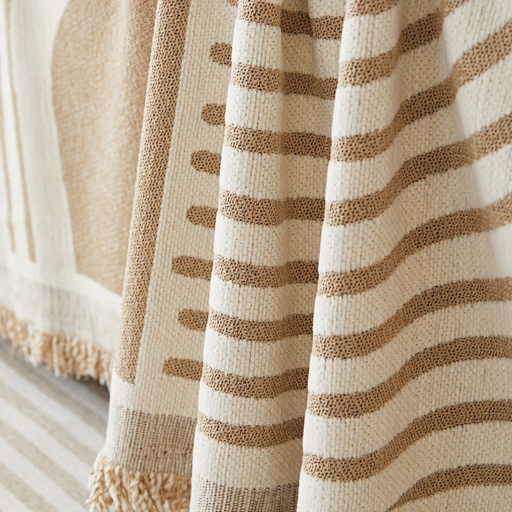 Wavy Stripe Boho Sofa Cover — product close-up