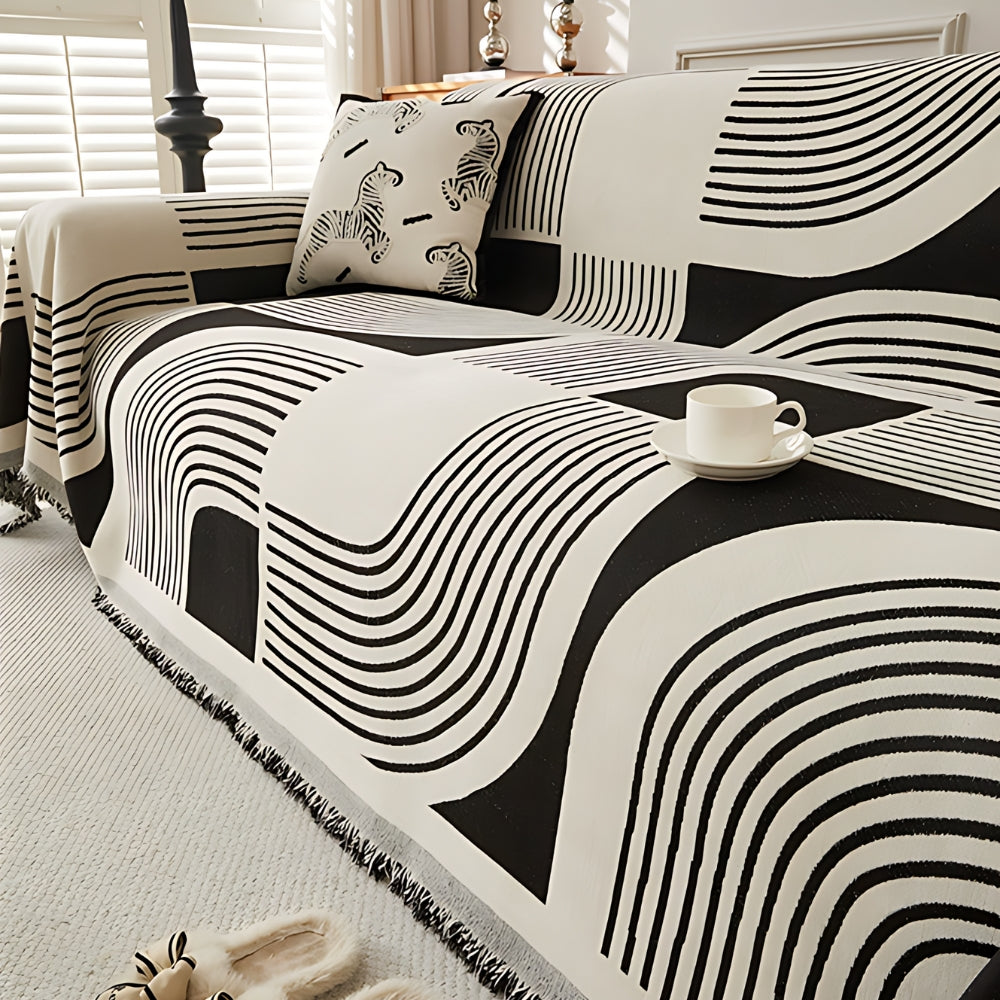 Wavy Stripe Boho Sofa Cover — size and scale reference