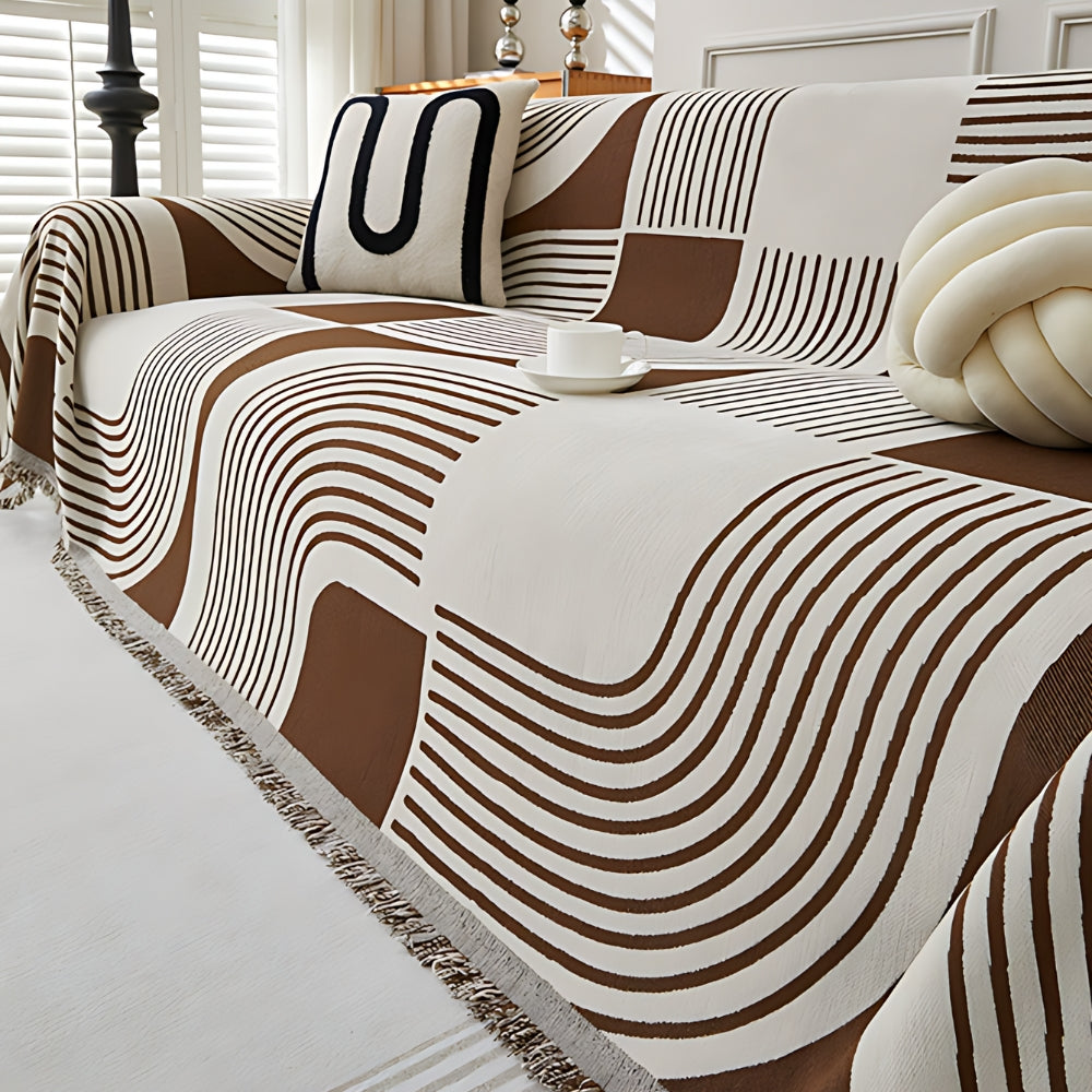 Wavy Stripe Boho Sofa Cover — alternate angle view