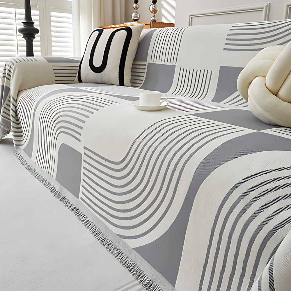 Wavy Stripe Boho Sofa Cover — main product photo