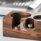 Rectangular Wood Coffee Tamper Station — product feature detail