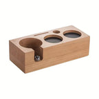 Rectangular Wood Coffee Tamper Station — size and scale reference