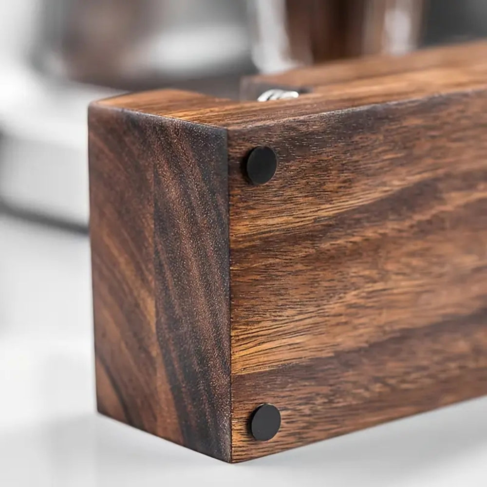 Rectangular Wood Coffee Tamper Station — lifestyle shot