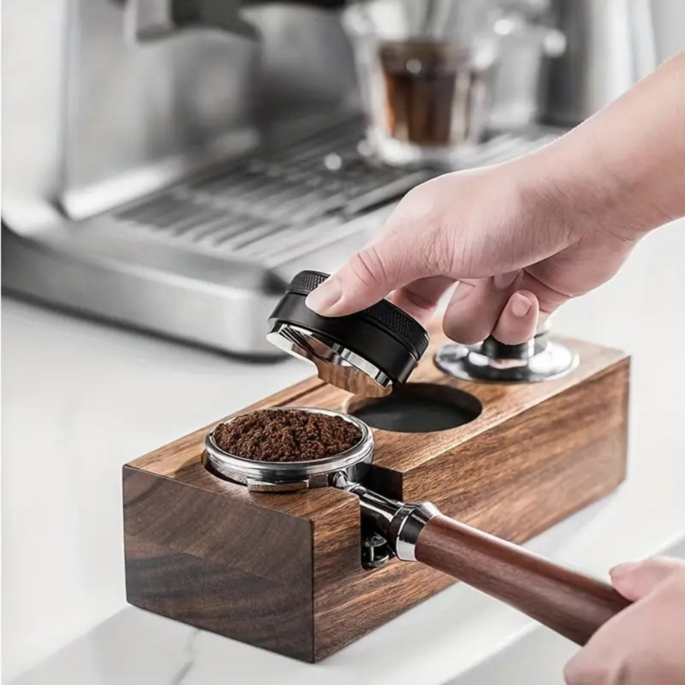 Rectangular Wood Coffee Tamper Station — product detail view