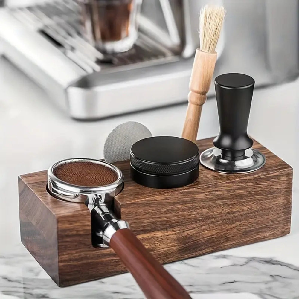 Rectangular Wood Coffee Tamper Station — main product photo
