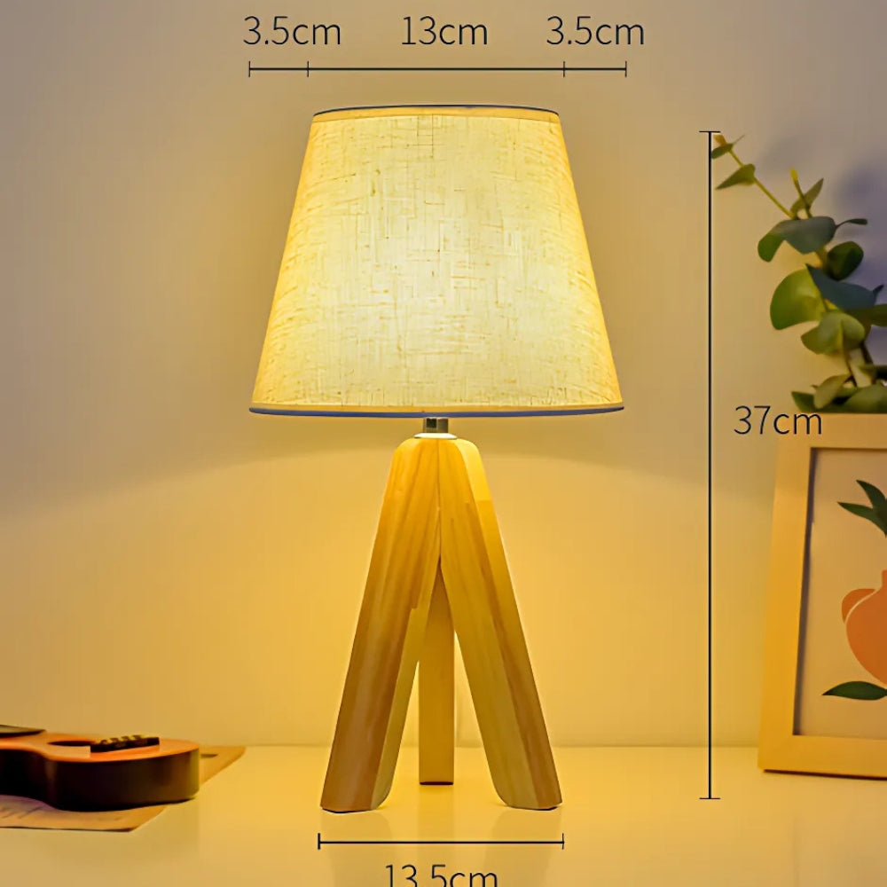 Wooden Tripod USB Table Lamp — alternate angle view