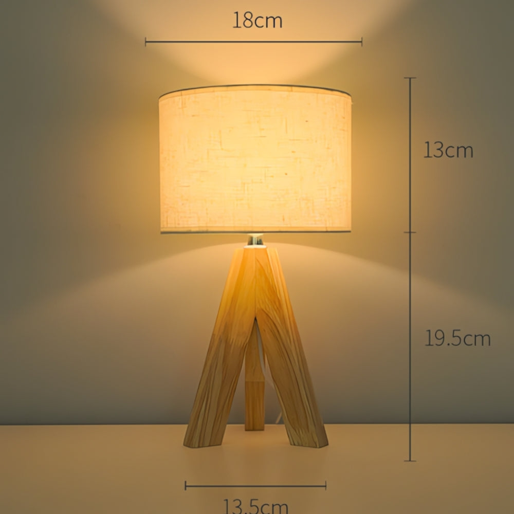 Wooden Tripod USB Table Lamp — product close-up
