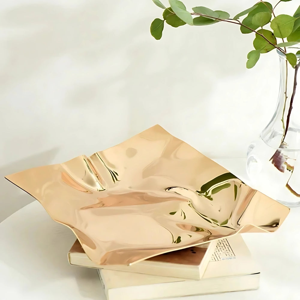 Wrinkled Stainless Steel Obsidian Tray — product close-up