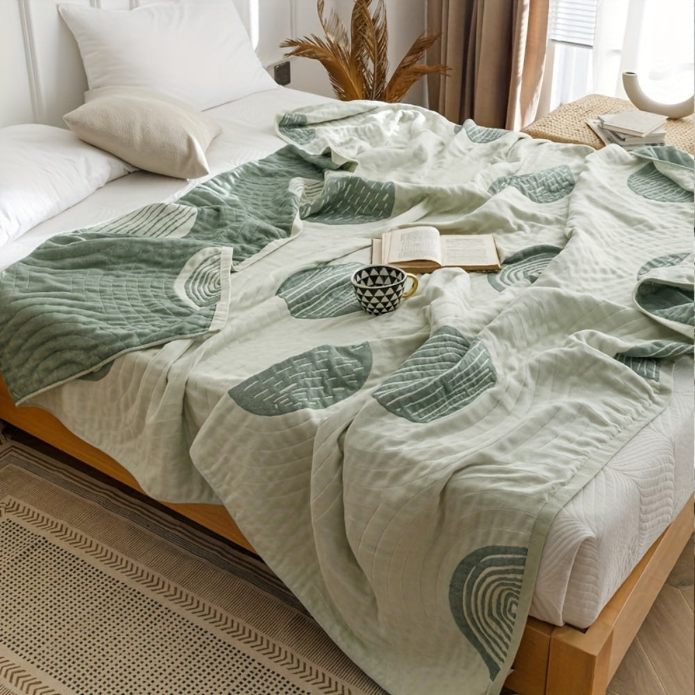 Zen Round Pattern Lightweight Cotton Blanket — lifestyle shot