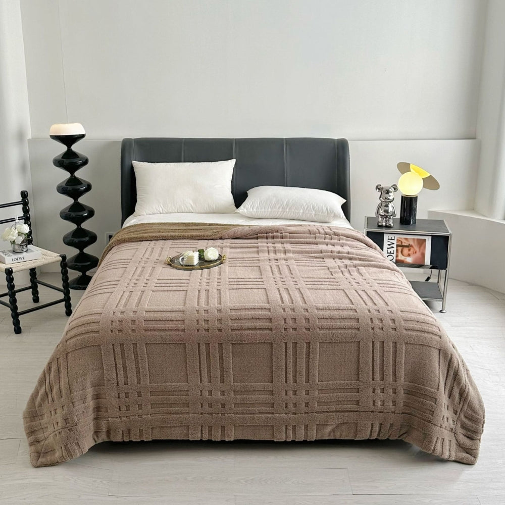 Plaid Embossed Grid Pattern Winter Blanket — main product photo