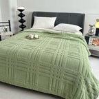 Plaid Embossed Grid Pattern Winter Blanket — product detail view