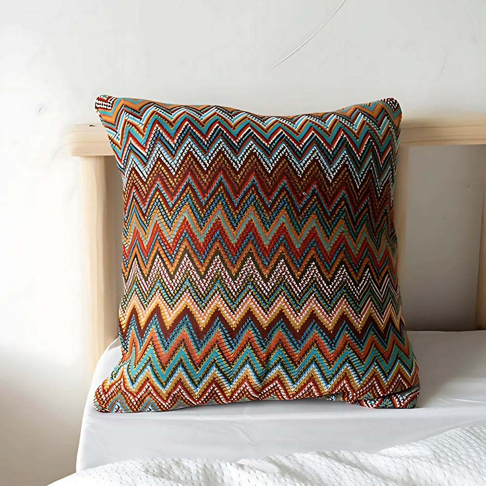 Zigzag Knit Boho Throw Cushion Cover — product close-up