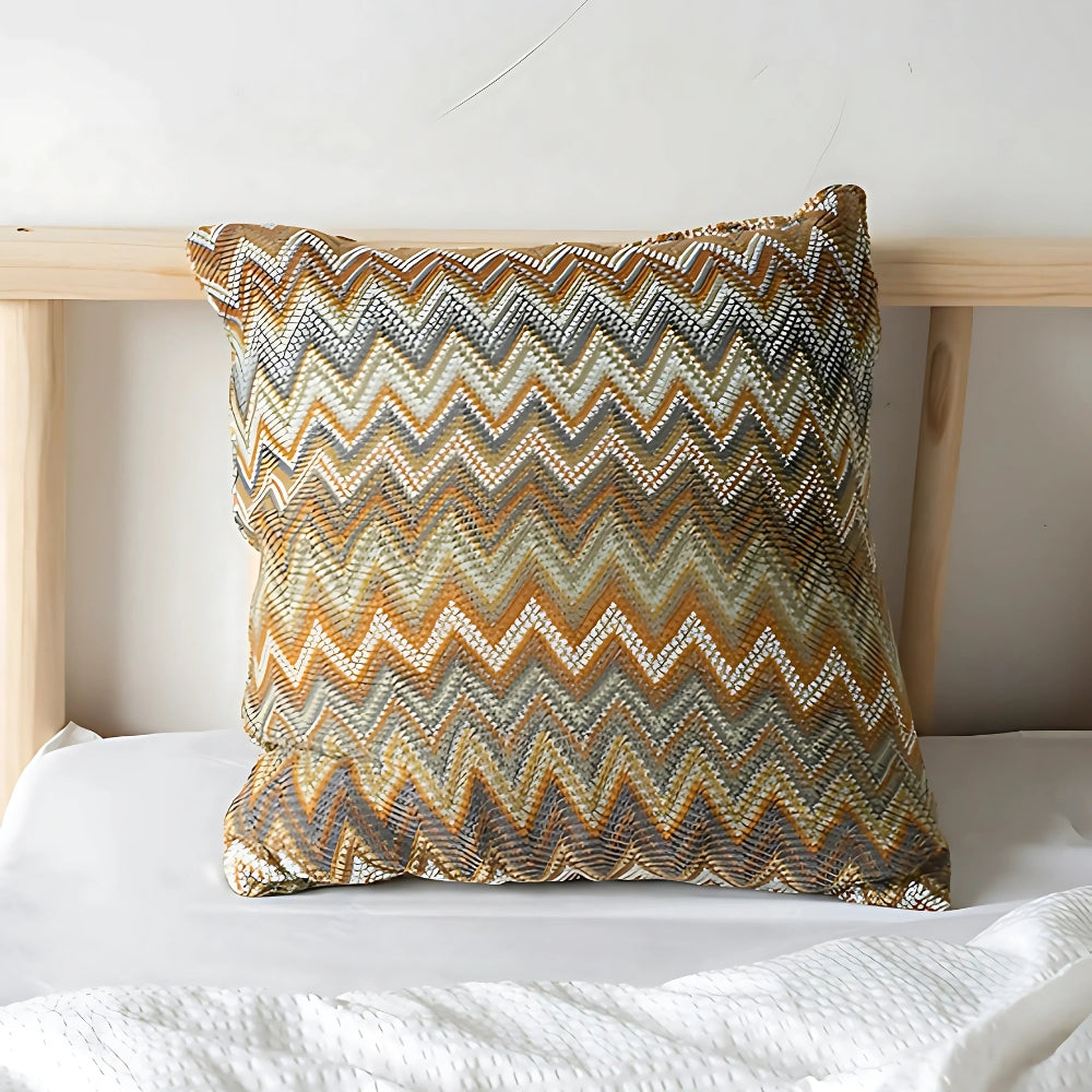 Zigzag Knit Boho Throw Cushion Cover — product in use