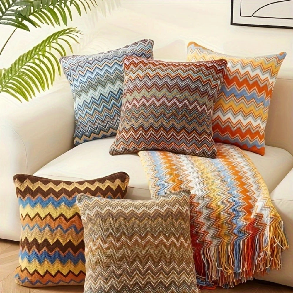 Zigzag Knit Boho Throw Cushion Cover — main product photo