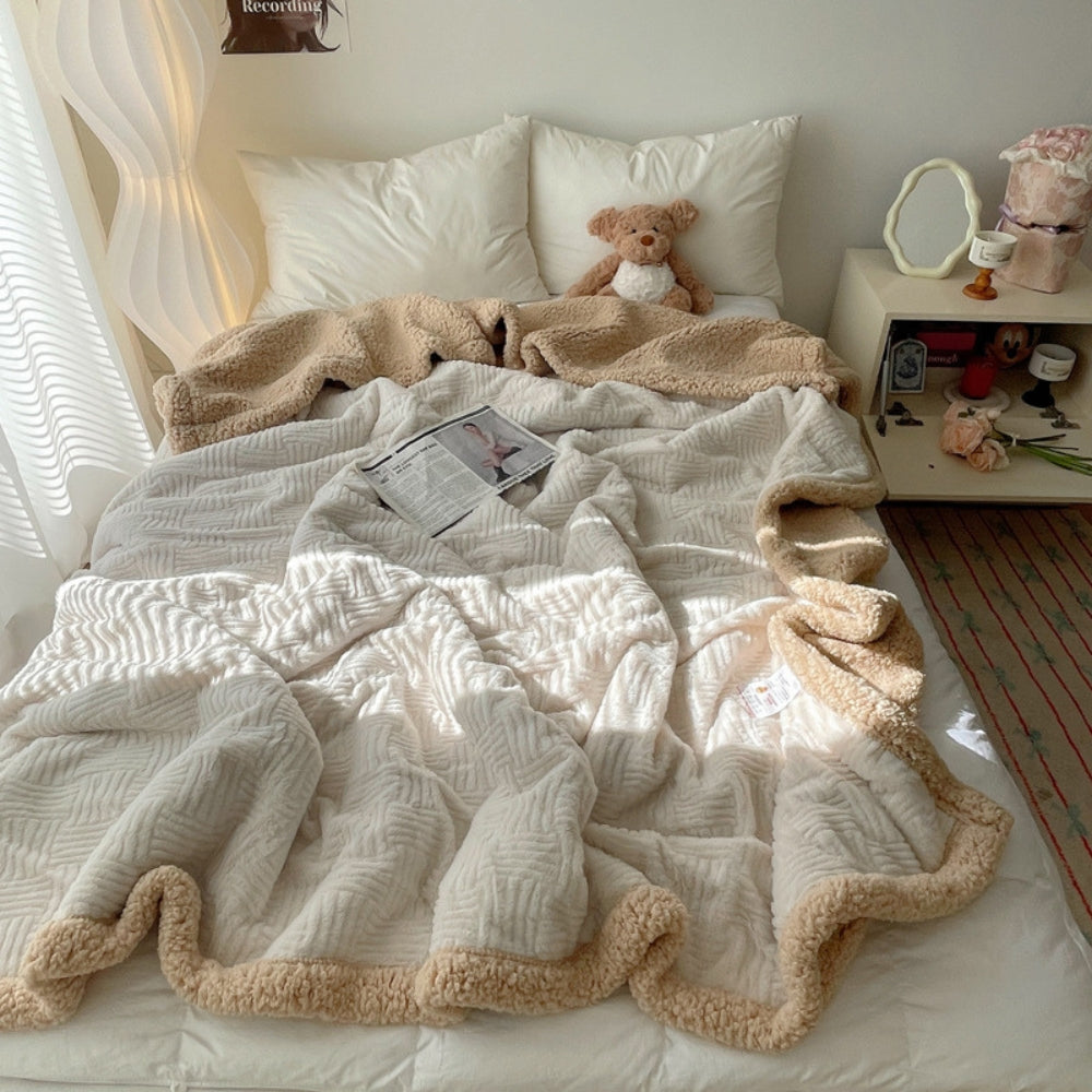 Seraphina Soft Jacquard Rabbit Plush Blanket — product in use