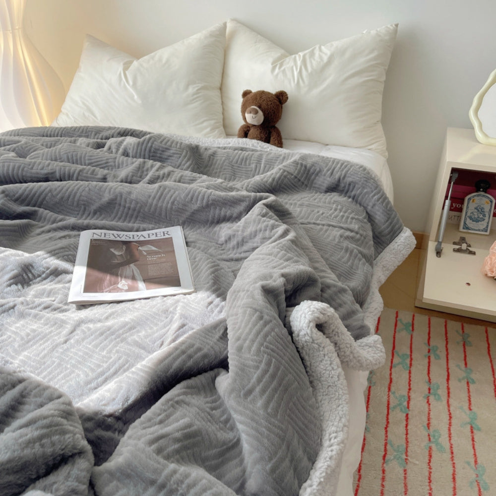 Seraphina Soft Jacquard Rabbit Plush Blanket — lifestyle shot