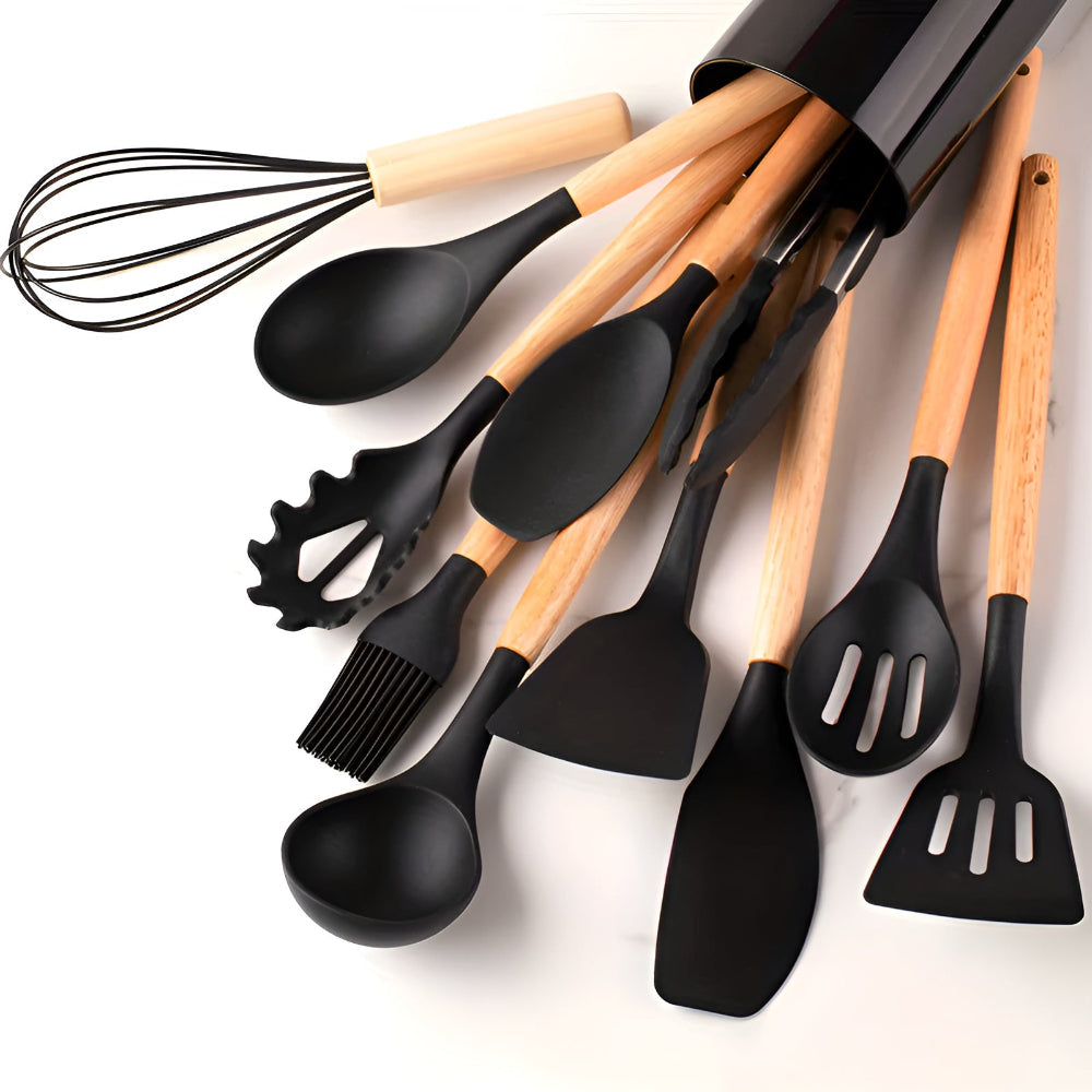 Silicone Cooking Utensils Set — size and scale reference