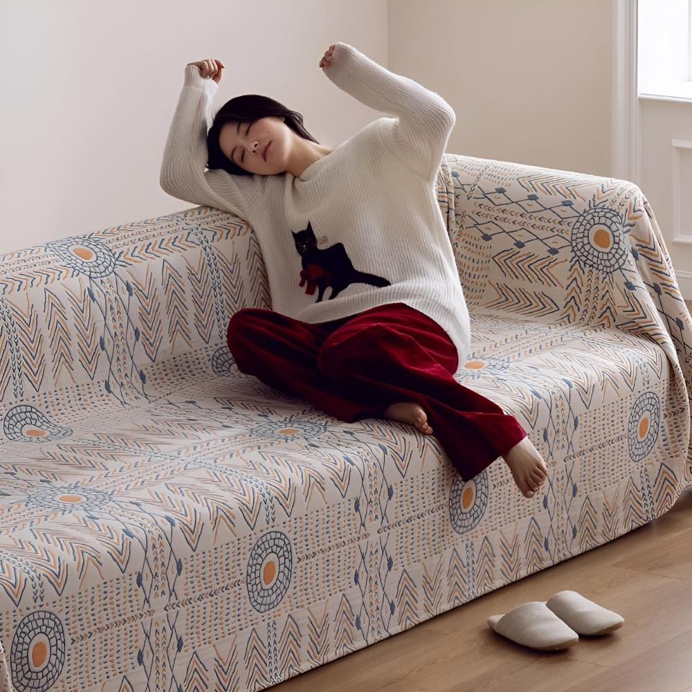 Reversible Chic Cotton Throw Blanket — product close-up