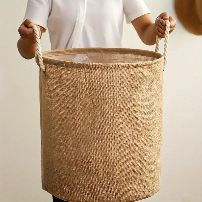 Cotton Linen Waterproof Foldable Laundry Basket — main product photo