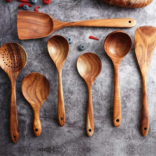 Handmade Teak Wooden Kitchen Utensils | 7 Sets — main product photo