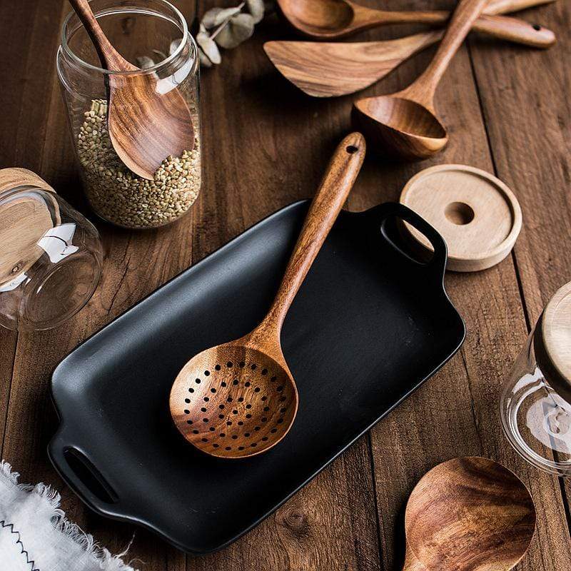 Handmade Teak Wooden Kitchen Utensils | 7 Sets — product detail view