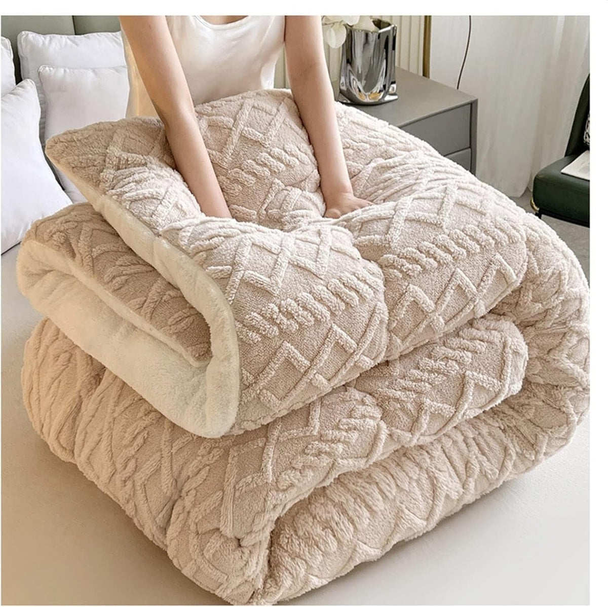 Thick Snuggle Sherpa Blanket — product in use
