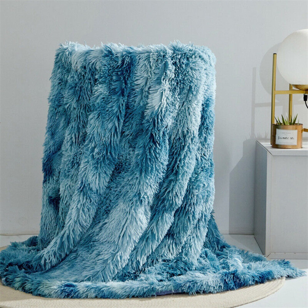 Fuzzy Faux Fur Blanket Throw — size and scale reference