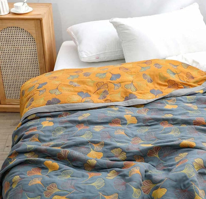 Ginkgo Leaf Throw Blanket — product detail view