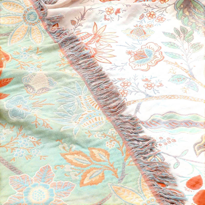 Boho Floral Cotton Throw — view 5