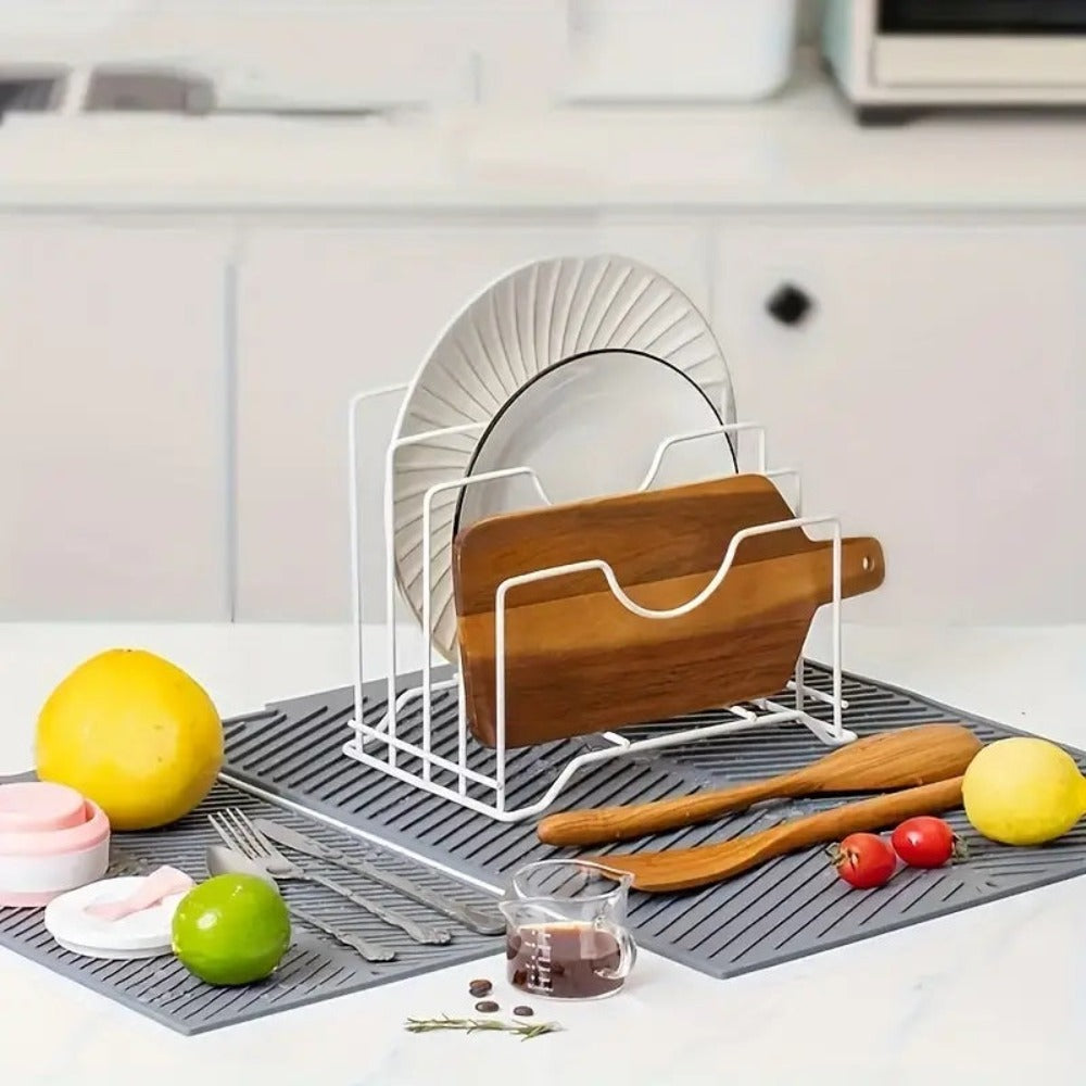 Silicone Dish Draining Mat — product in use
