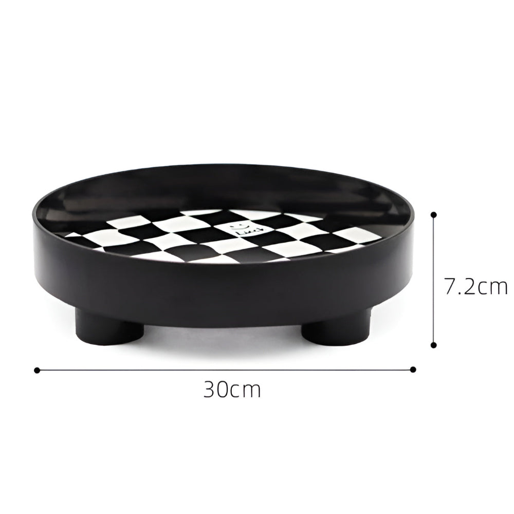 Round Checkerboard Storage Tray — alternate angle view