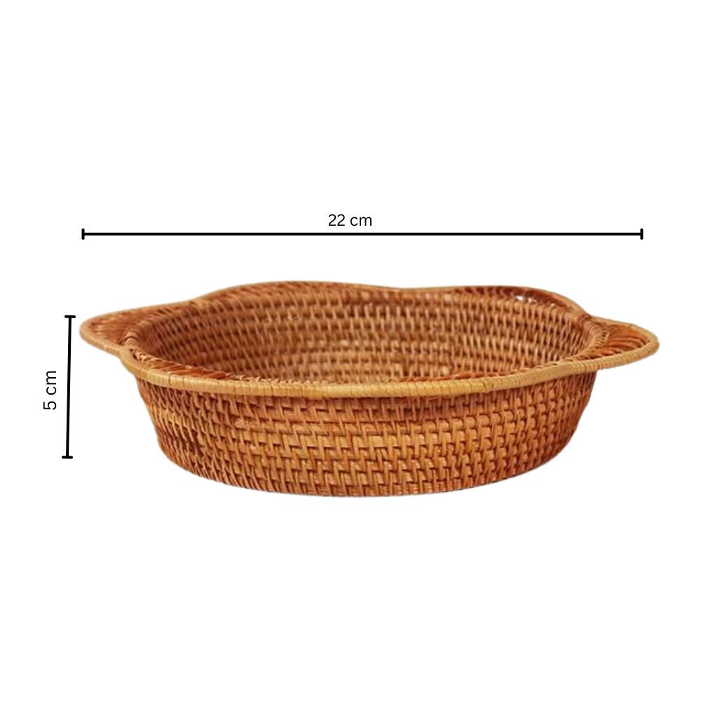 Handwoven Rattan Floral Basket — size and scale reference
